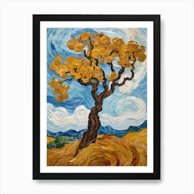 Painting Of A Tree In A Field Art Print