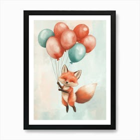 Fox With Balloons Poster