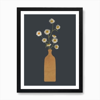 Daisy Flowers Vase Art Print