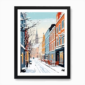 Retro Winter Illustration Copenhagen Denmark 2 Art Print