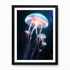 Moon Jellyfish Neon 4 Art Print