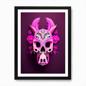 Animal Skull Pink 3 Mexican Art Print