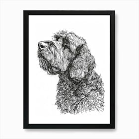 Labradoodle Dog Line Sketch 1 Art Print