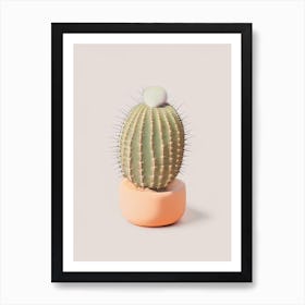 Pincushion Cactus Retro Minimal 2 Art Print