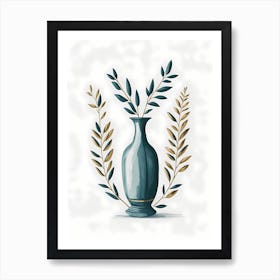Minimal Floral Greek Vase Painting 3 Art Print