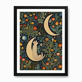 William Morris Cat In The Moon Art Print