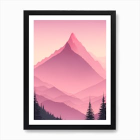 Misty Mountains Vertical Background In Pink Tone 67 Art Print