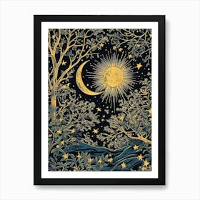 William Morris Art Moon Sun Eclipse Night Morris Exhibition Print Botanical Poster Vintage Full Art Print