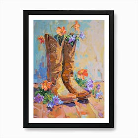 Cowboy Boots And Wildflowers Columbine 1 Art Print