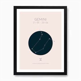 Gemini Star Sign In Light Art Print