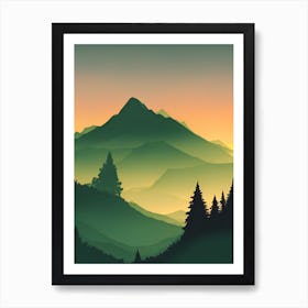 Misty Mountains Vertical Composition In Green Tone 62 Art Print