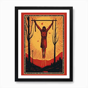 The Hanged Man Tarot Card, Vintage 3 Art Print