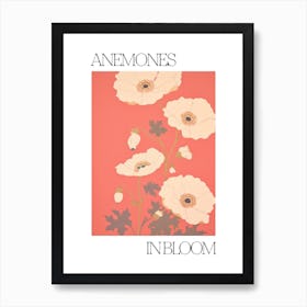 Anemones In Bloom Flowers Bold Illustration 2 Art Print