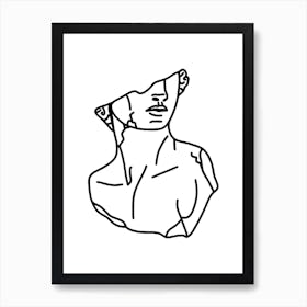 Bust Of A Man - Line Art Illustration Art Print