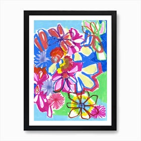 Trippy Abstract Flowers Art Print