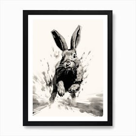 Rabbit Prints Black And White Ink 5 Art Print