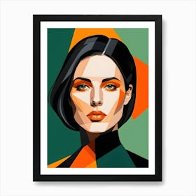 Geometric Woman Portrait Pop Art (13) Art Print