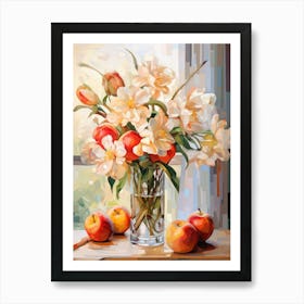 Lily Flower And Peaches Still Life Painting 2 Dreamy Art Print