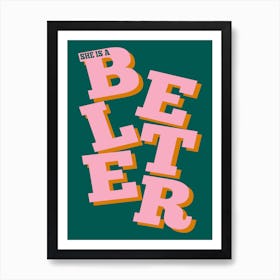 She Is A Belter Gerry Cinnamon Green Pink Print Art Print