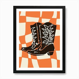 Checkered Cowboy Boots Art Print