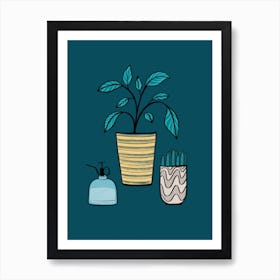 Potted Plants Hand-drawn Art Print