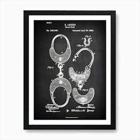 Handcuff Print Handcuff Decor, Handcuff Gift Police Handcuffs Patent Print Cop Hand Cuffs Handcuff Patent Handcuff Art Cp9491 Art Print