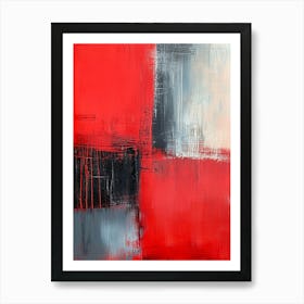 Abstract Art In Red And Gray Oil Painting Art Print