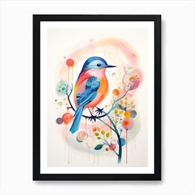 Bird Painting Collage Bluebird 3 Art Print