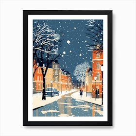 Winter Travel Night Illustration Windsor United Kingdom 2 Art Print