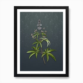 Vintage Chaste Tree Botanical on Slate Gray Pattern n.1833 Art Print