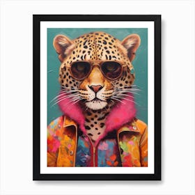 Painting Leopard Wearing Sunglas Art Print