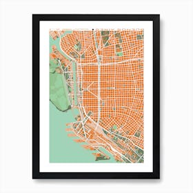 Buenos Aires Orange Map Art Print