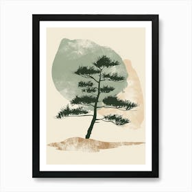 Cedar Tree Minimal Japandi Illustration 3 Art Print