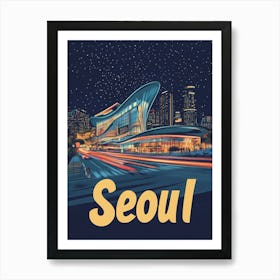 Aihrgdesign A Retro Travel Poster For Seoul Art Print