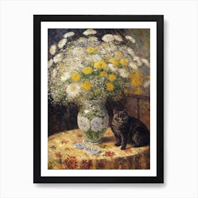 Queen Anne’S Lace With A Cat 1 Art Print