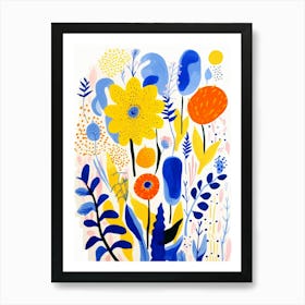 Flowers On A White Background 1 Art Print