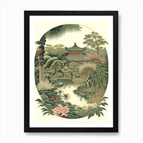 Lan Su Chinese Garden 1, Usa Vintage Botanical Art Print