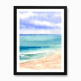 Porthcurno Beach 3, Cornwall Watercolour Art Print