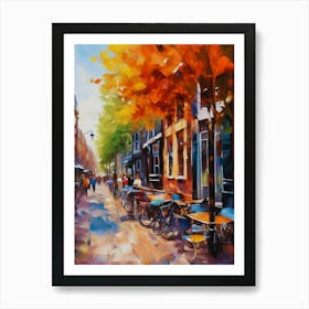 The city of Amsterdam, Netherlands, streets, cafes, passing by, the beauty of summer, oil colors.3 Art Print