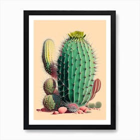 Peyote Cactus Retro Drawing 1 Art Print