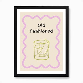 Old Fashioned Doodle Poster Lilac & Green Art Print