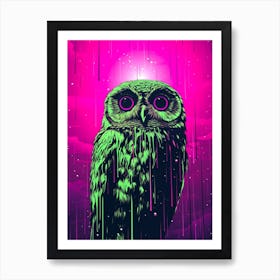 Neon Owl Art Print