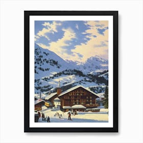 Lech Zürs, Austria Ski Resort Vintage Landscape 1 Skiing Poster Art Print