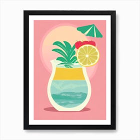 Tom Collins Retro Pink Cocktail Poster Art Print