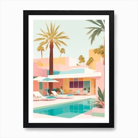 Mid-Century Modern Palm Springs Art Print with Vibrant Poolside Ambiance and Retro Charm Series - 4 Art Print