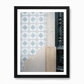 Green Portuguese Ceramic Tiles In Alfama Lisbon Art Print