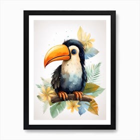 Watercolour Jungle Animal Baby Toucan 2 Art Print