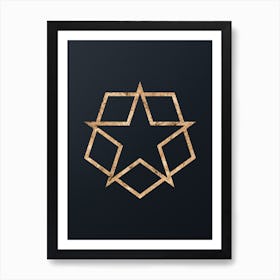 Abstract Geometric Gold Glyph on Dark Teal n.0314 Art Print