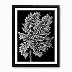 Oak Leaf Linocut 3 Art Print