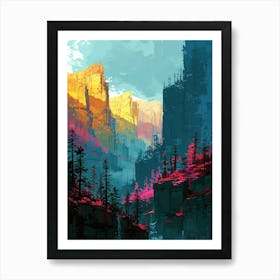 Landscape Painting | Pixel Minimalism Art Series Art Print